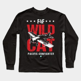 F4F Wildcat Pilot Gift WW2 Warbird Pacific Gunfighter Long Sleeve T-Shirt